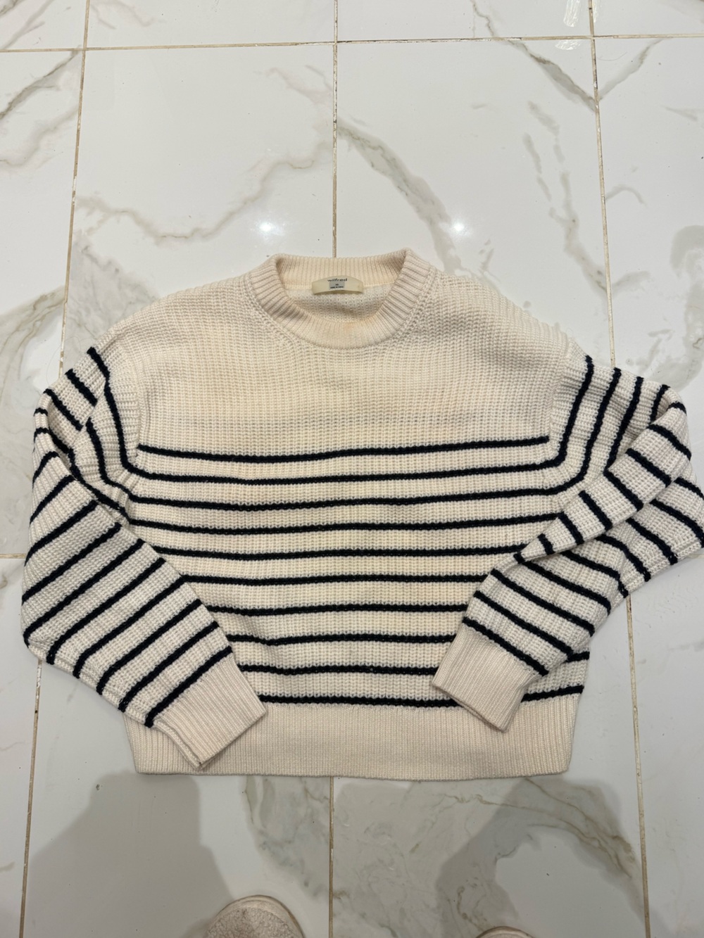 Wilfred Cream Ribbed Knit Sweater